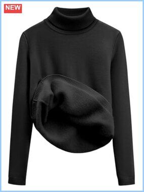 Turtleneck Sweater Fleece Sherpa Lined Thermal Knitted Pullover